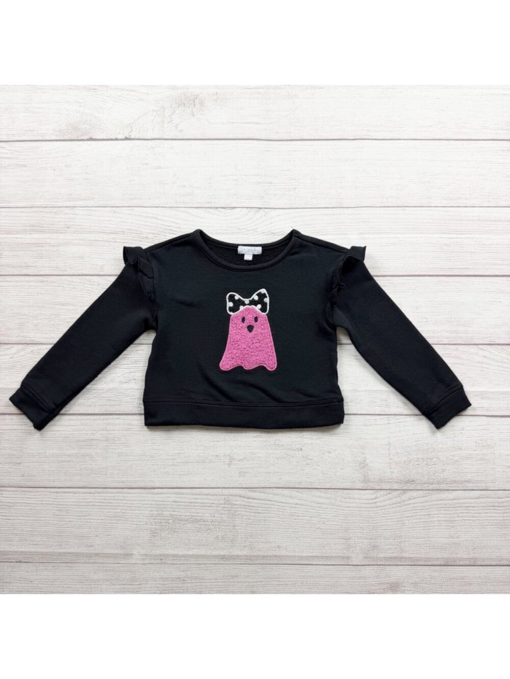 Btween Girls Black Long Sleeve Ghost Crewneck Sweatshirt 3T